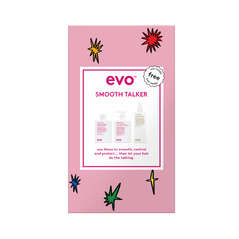evo smooth talker: mane tamer šampūnas + kondicionierius + icon welder