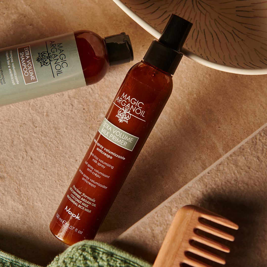 Nook Magic Arganoil EXTRA VOLUME apimties suteikiantis purškiamas pienelis