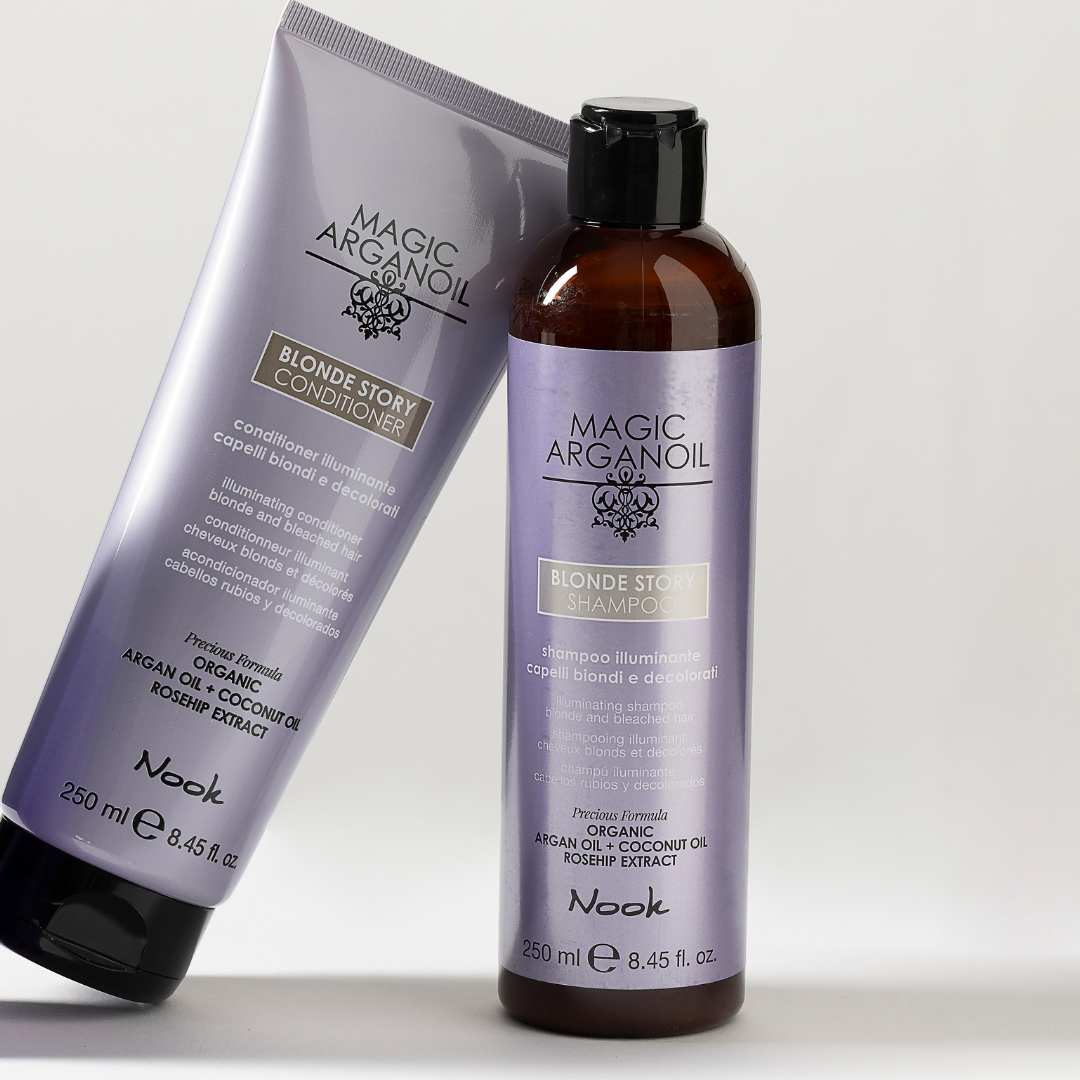 Nook Magic Arganoil BLONDE STORY šampūnas šviesiems plaukams